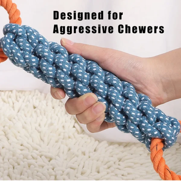 10003 Close-up view of durable twisted cotton rope with reinforced double ring design