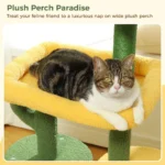 10003 Close-up of sisal rope scratching post and plush condo material on cactus cat tree