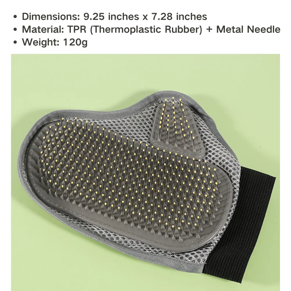 Dimensions of pet bath glove grooming brush for professional grooming use