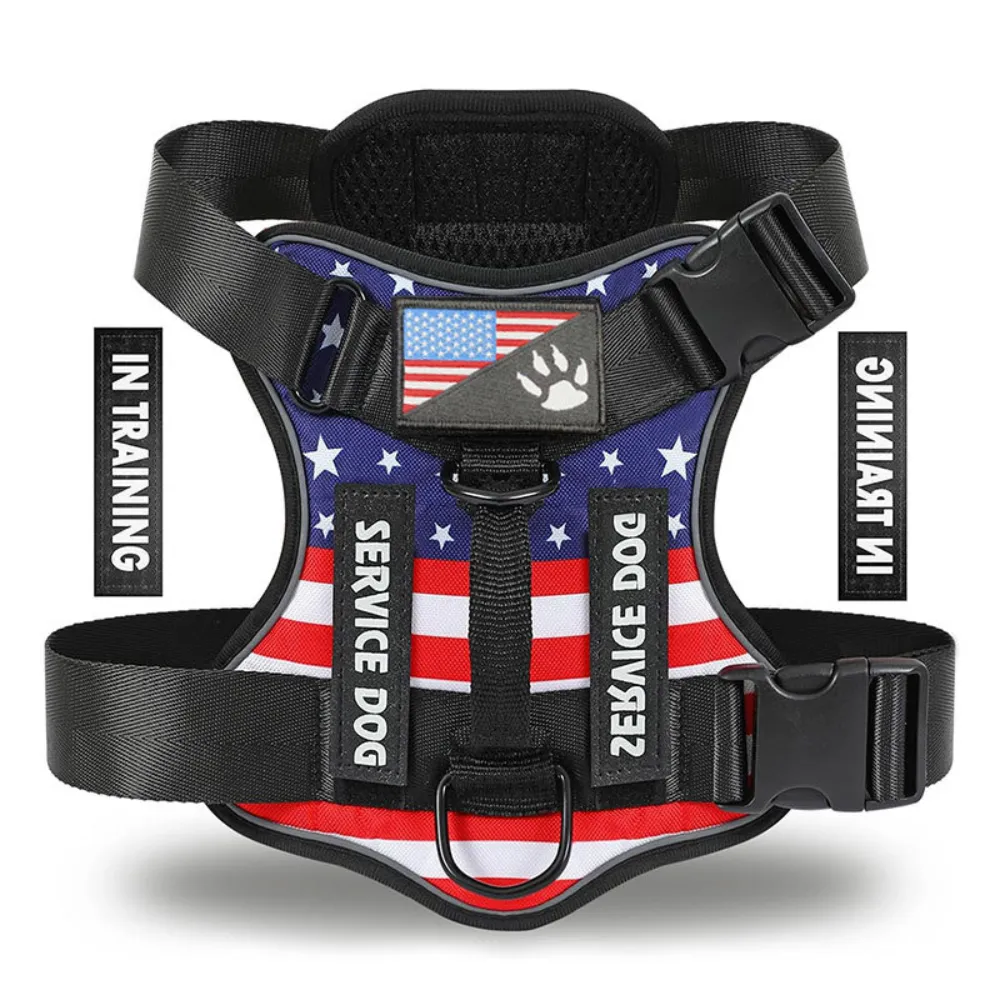 Reflective camouflage tactical dog vest harness with handle for outdoor safety and training