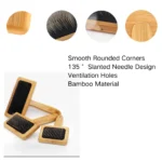 Pet owner grooming a cat with bamboo fine-toothed needle comb to remove tangles and loose hair