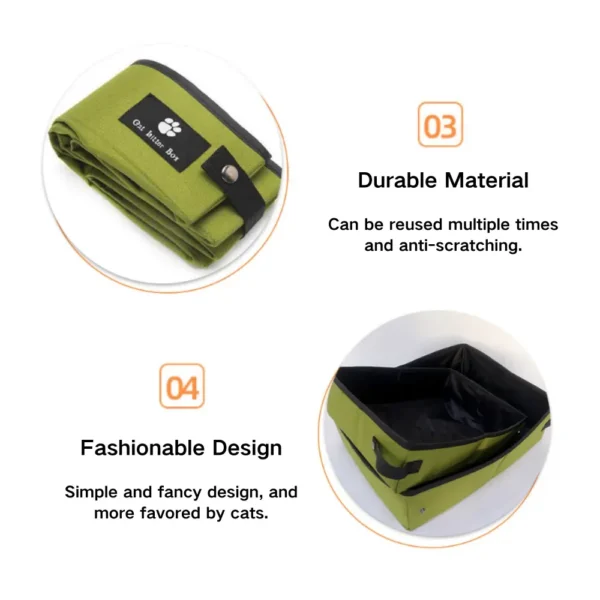 10003 Portable cat litter box in use for travel and home, easy to clean and store