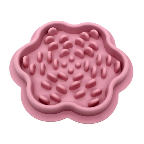 10003 Anti-choking silicone slow feeder pet bowl in dusty rose color