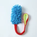 Blue rope and plush dog toy for retail pet shops