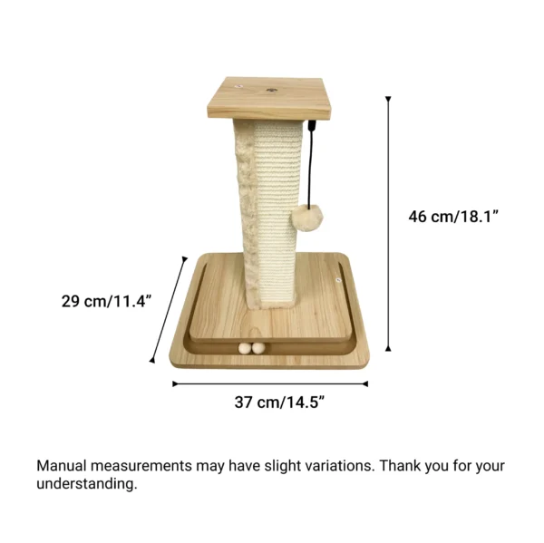 10003 Size chart illustrating measurements of kitten cat tree scratching post