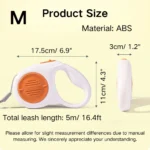 Comparison of retractable dog leash sizes – 9.8FT and 16.4FT – for small to medium and large dogs