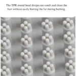 10003 Close-up of silicone bristles on pet de-shedding massage bath brush