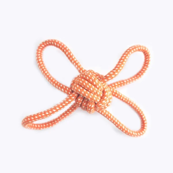 10003 Braided rope ball dog toy in orange color