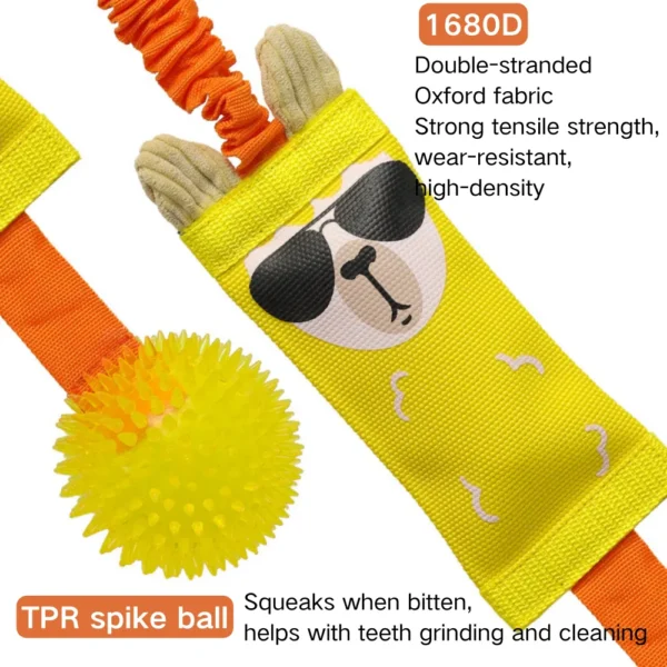 10004 Close-up of Oxford fabric and TPR material on durable tug-of-war squeaky dog toy