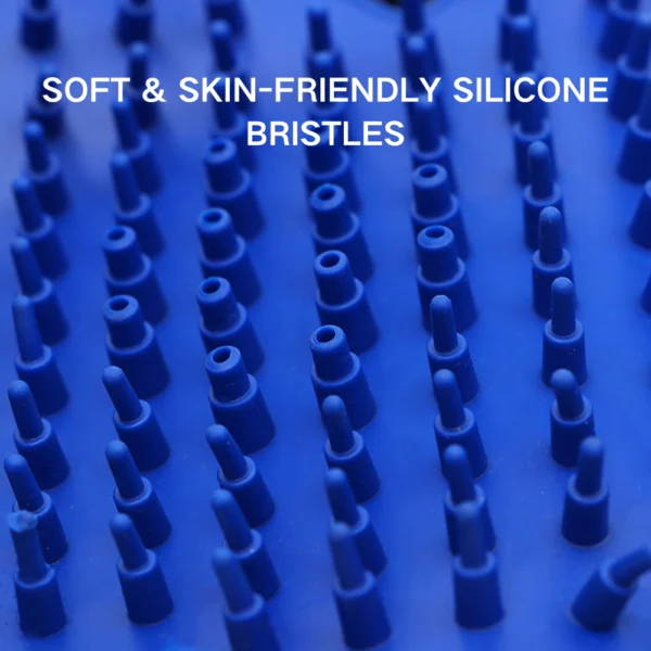 10004 Close-up of soft silicone bristles and water outlet on grooming glove – safe for sensitive pet skin
