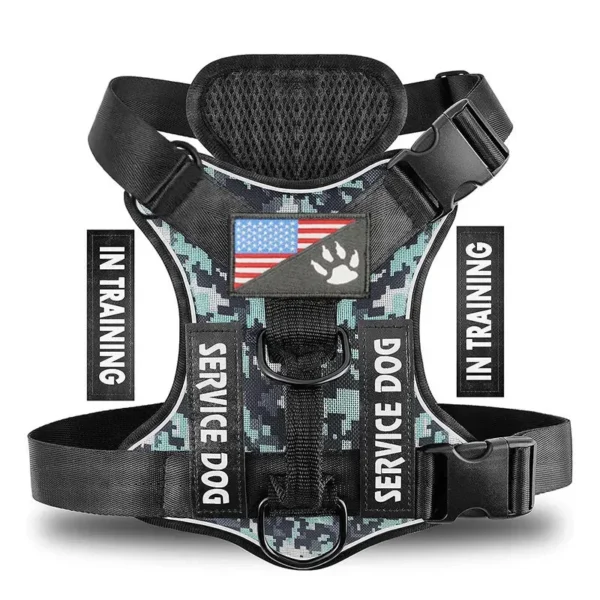 10004 Reflective camouflage tactical dog vest harness with handle in military style pattern