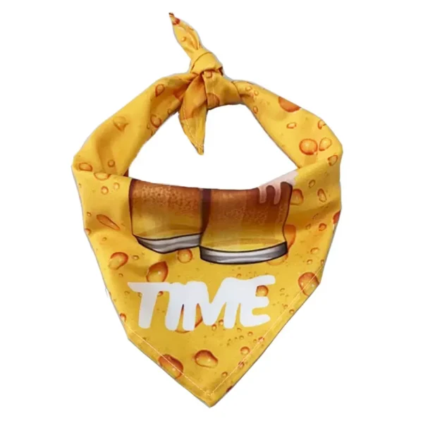 10004 Yellow summer pet bandana – polyester printed scarf for dogs and cats, wholesale accessory