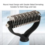 10004 Close-up view of stainless steel pet grooming brush teeth for effective hair removal and detangling