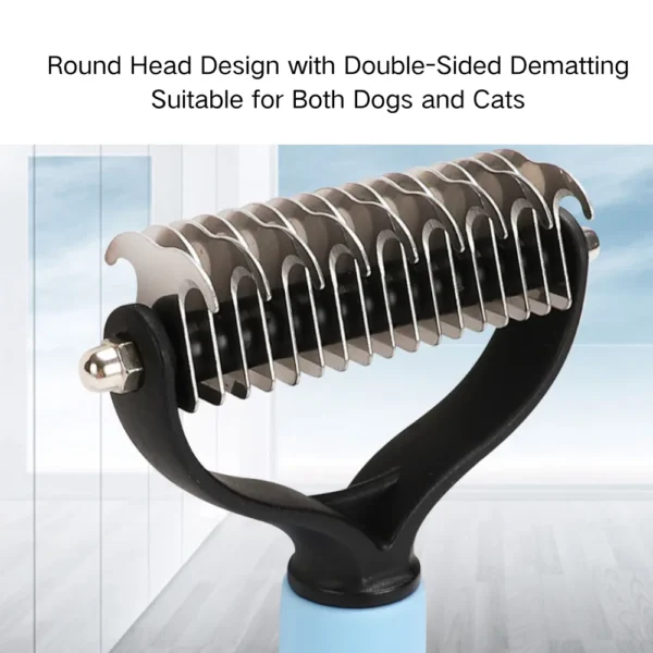 10004 Close-up view of stainless steel pet grooming brush teeth for effective hair removal and detangling