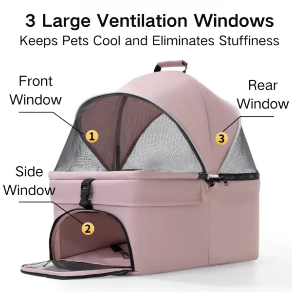 10004 Size guide for deluxe foldable pet stroller with detachable carrier and 4 wheels