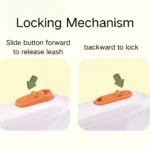 Lockable retract button on ABS dog leash preventing tangling, suitable for safe dog walking