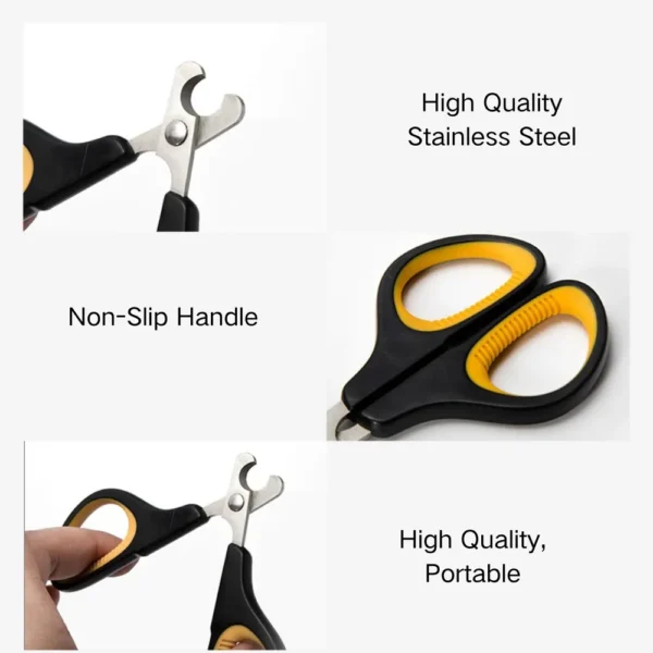 10004 Close-up of stainless steel blades and safety guard on cat nail clippers