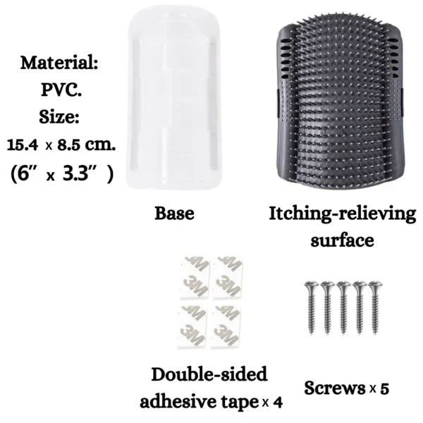 10004 Cat wall groomer brush dimensions with size reference for easy installation on corners