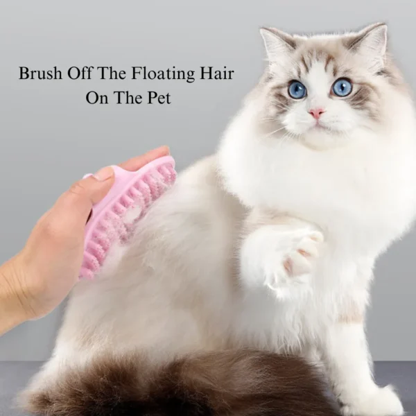 10004 Cat enjoying gentle grooming with silicone massage bath brush