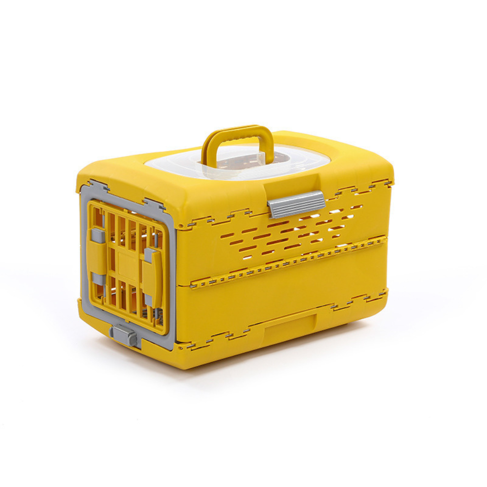 Collapsible durable hard-sided pet crate dog carrier wholesale blue and yellow