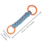 10005 Size guide of double ring dog rope toy showing length and ring diameter for wholesale buyers