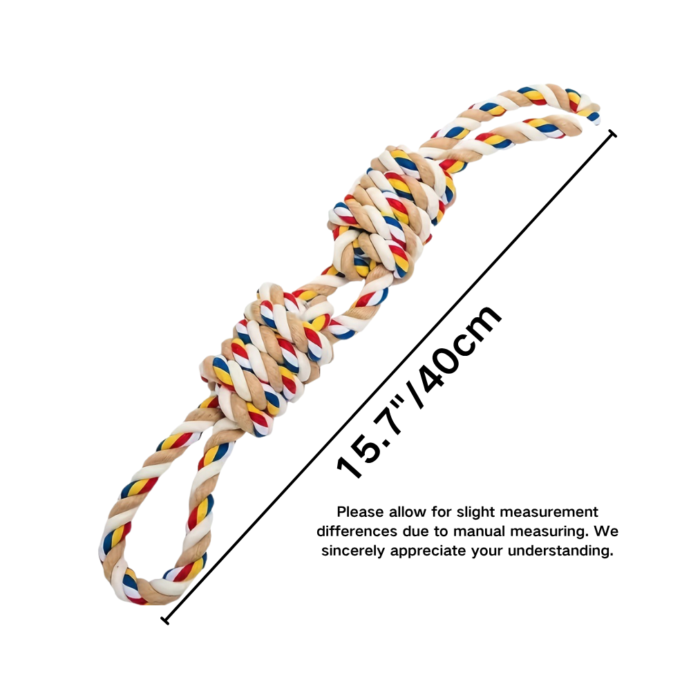 Twisted cotton rope dog chew toy – product size chart and length dimensions
