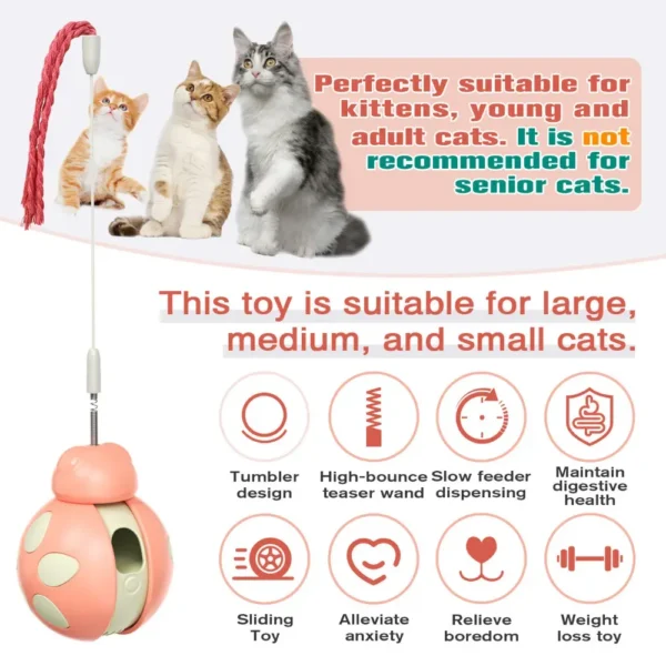 Interactive Cat Teasing Stick Treat Dispenser & Tumbler Ball Toy Interactive Cat Teasing Stick Treat Dispenser & Tumbler Ball Toy