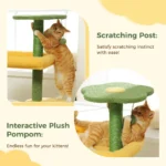 10005 Close-up of sisal rope scratching post and plush condo material on cactus cat tree