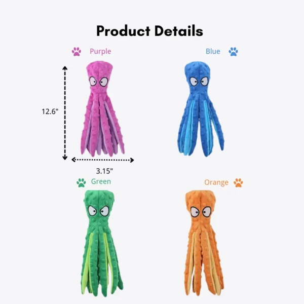 10005 Size specifications of plush octopus dog toy for wholesale orders