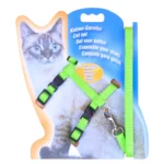 10005 Green H-style adjustable nylon cat harness and leash set for kittens
