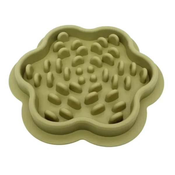 10005 Anti-choking silicone slow feeder pet bowl in green color