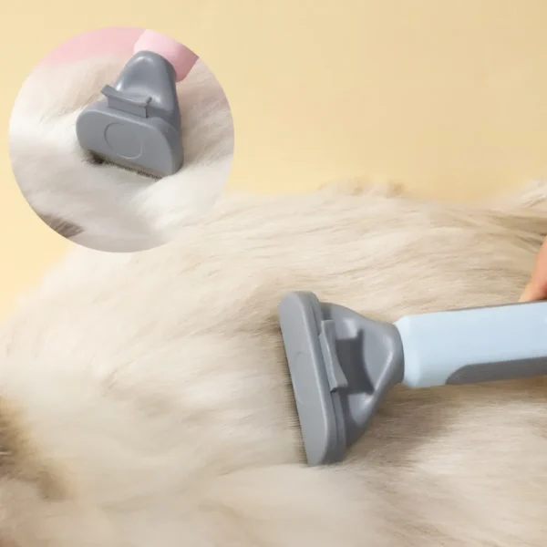 10005 Cat being groomed with deshedding comb for long and thick hair