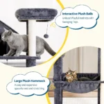 Multiple platforms and resting areas on multifunction cat tower