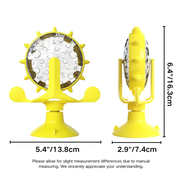 10005 Dimensions of suction cup cat treat dispenser toy with rotating feeder