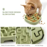 10005 Dog eating from square anti-slip slow feeder bowl