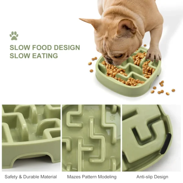 10005 Dog eating from square anti-slip slow feeder bowl