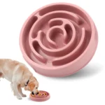 10005 Pink non-slip round puzzle pet slow feeder bowl for wholesale