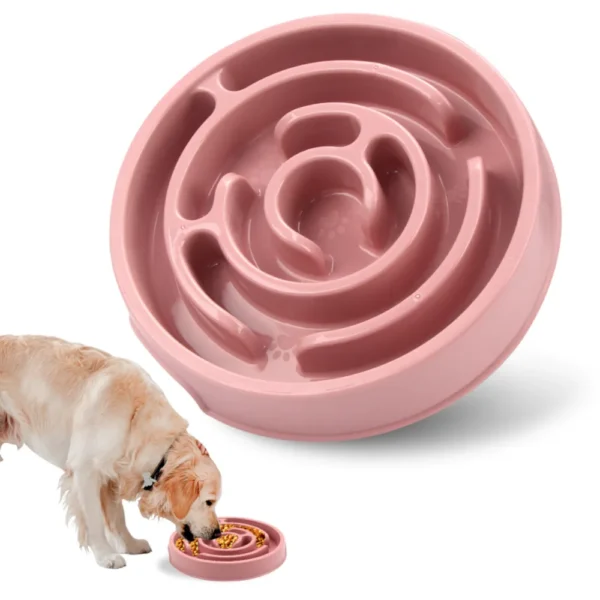 10005 Pink non-slip round puzzle pet slow feeder bowl for wholesale