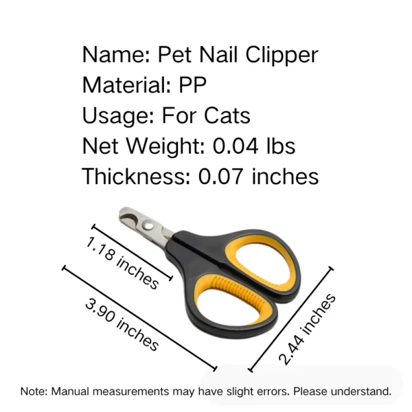 10005 Dimensions of stainless steel cat nail clippers with ergonomic handle