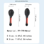 10005 Size dimensions of 2-in-1 double-sided pet brush with nylon bristles and stainless steel pins