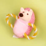 10005 Pink plush rope dog toy for tug of war