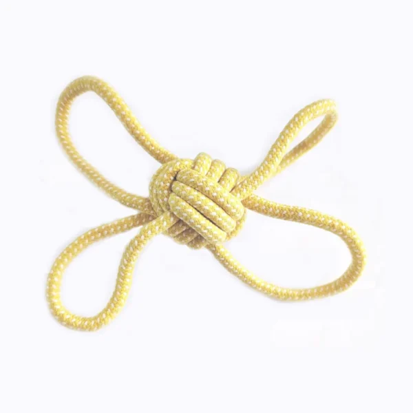 10005 Braided rope ball dog toy in yellow color