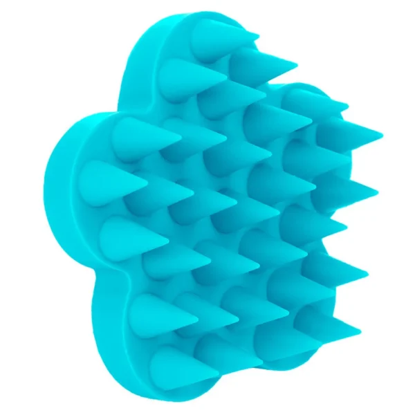 10005 Dimensions of flower-shaped silicone pet brush in cyan blue