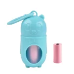 10005 Size comparison chart of bear-shaped dog poop bag holder with clip and waste bags