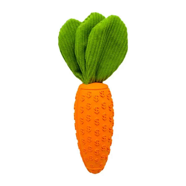 Carrot-shaped rubber squeaky dog toy for wholesale pet shops