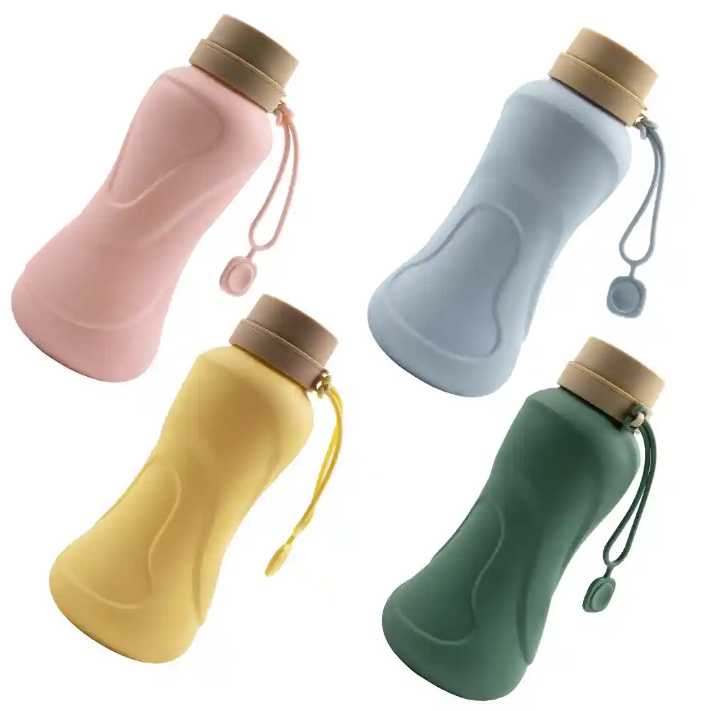 Foldable silicone pet travel water bottle cup in assorted colors for wholesale