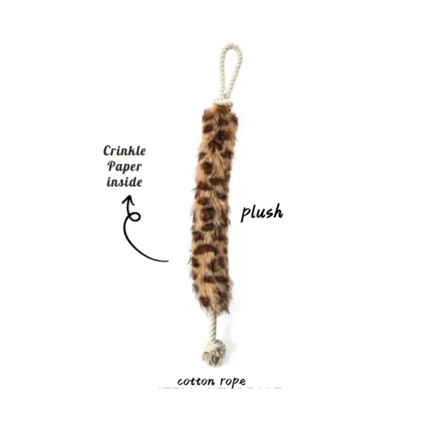 10006 Durable rope knot and plush crinkle fabric details of wholesale dog chew toy