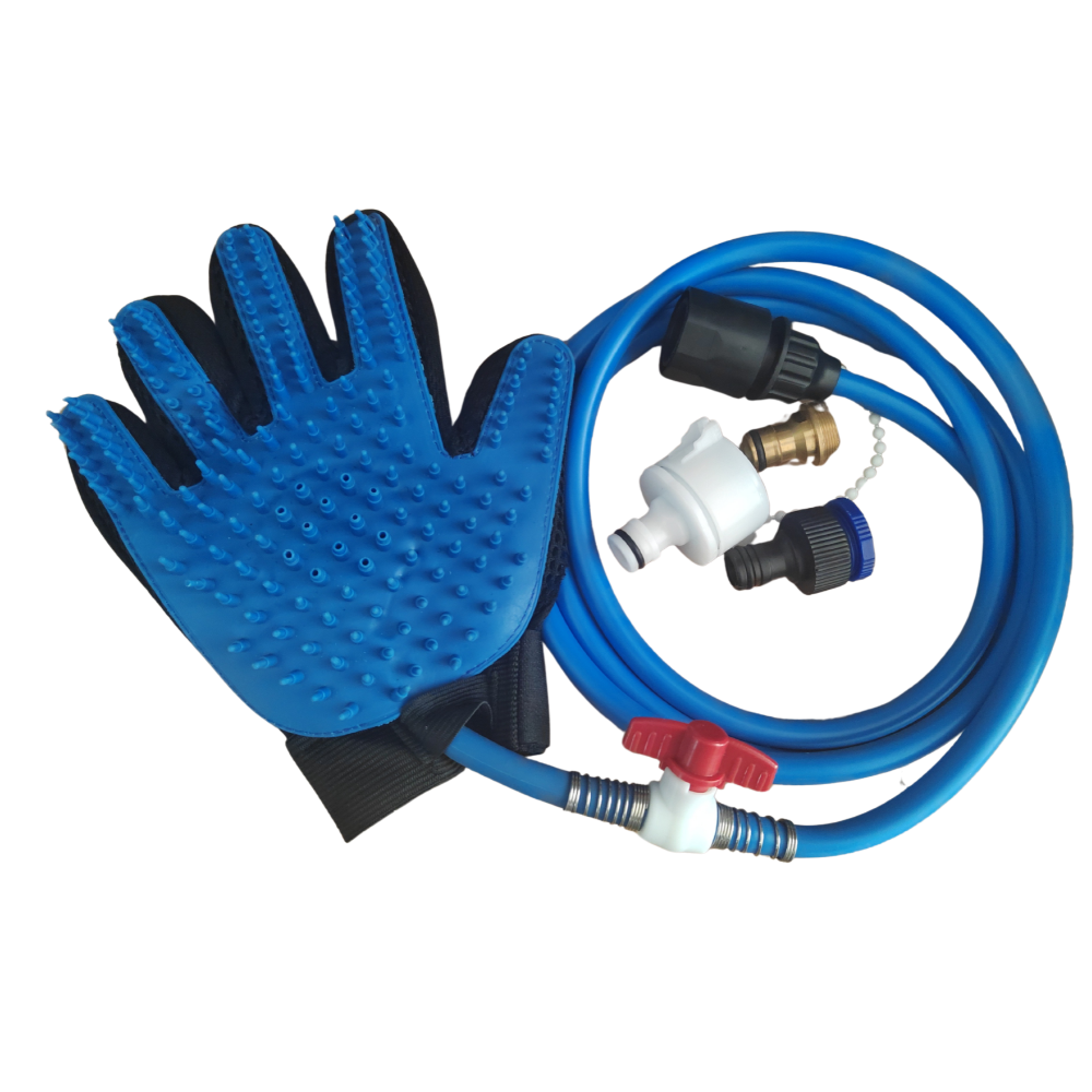 3-in-1 pet grooming glove with deshedding brush, shower spray, and hair remover – wholesale tool for dogs and cats