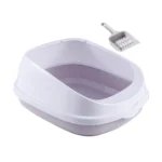 10006 Grey High-Sided Open Top Cat Litter Box with Scoop