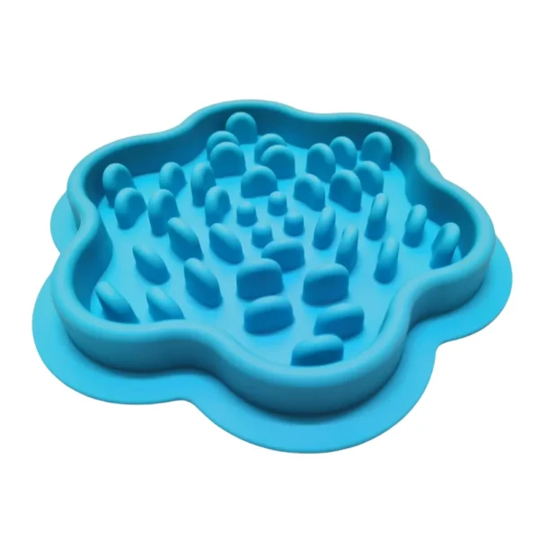 10006 Anti-choking silicone slow feeder pet bowl in sky blue color